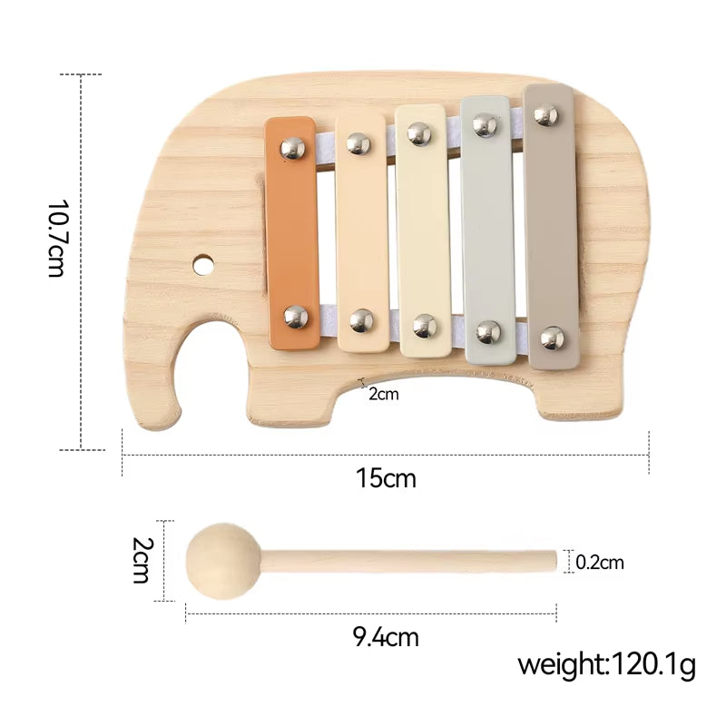 Montessori Wooden 5 Tones Multicolor Xylophone Wood Musical Instrument Toys for Baby Kids Puzzles Early Learning Games Baby Gift