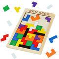 Wooden Blocks Puzzle Brain Teasers Toy，Wooden Puzzle TangramCube 3D Puzzle for Kids，Puzzles for Kids Ages 2-8 Montessori Kids Educational Puzzle Games Gift (1 pcs)