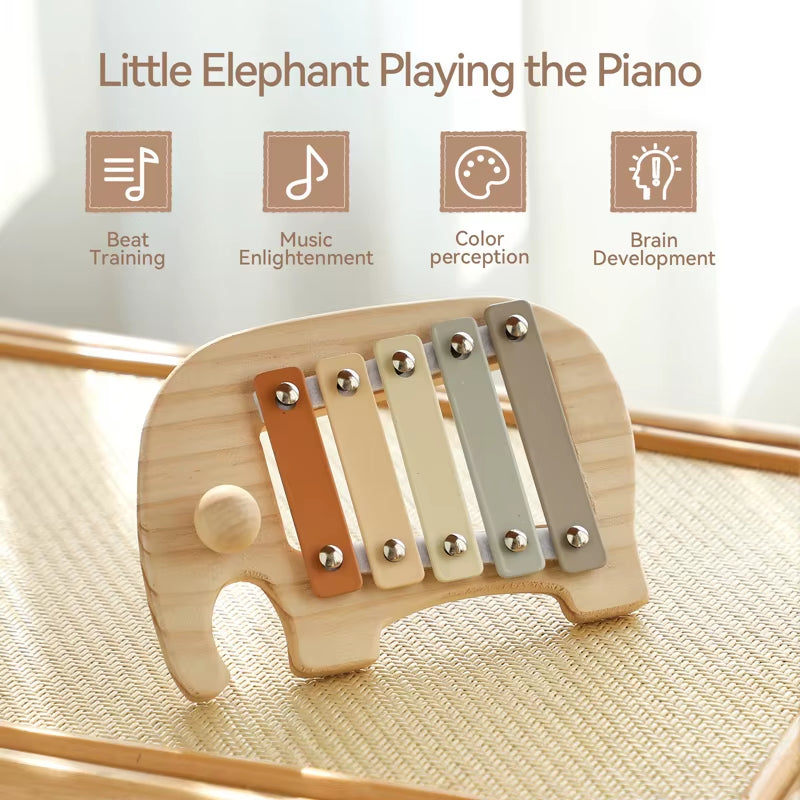 Montessori Wooden 5 Tones Multicolor Xylophone Wood Musical Instrument Toys for Baby Kids Puzzles Early Learning Games Baby Gift