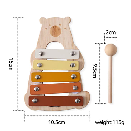 Montessori Wooden 5 Tones Multicolor Xylophone Wood Musical Instrument Toys for Baby Kids Puzzles Early Learning Games Baby Gift